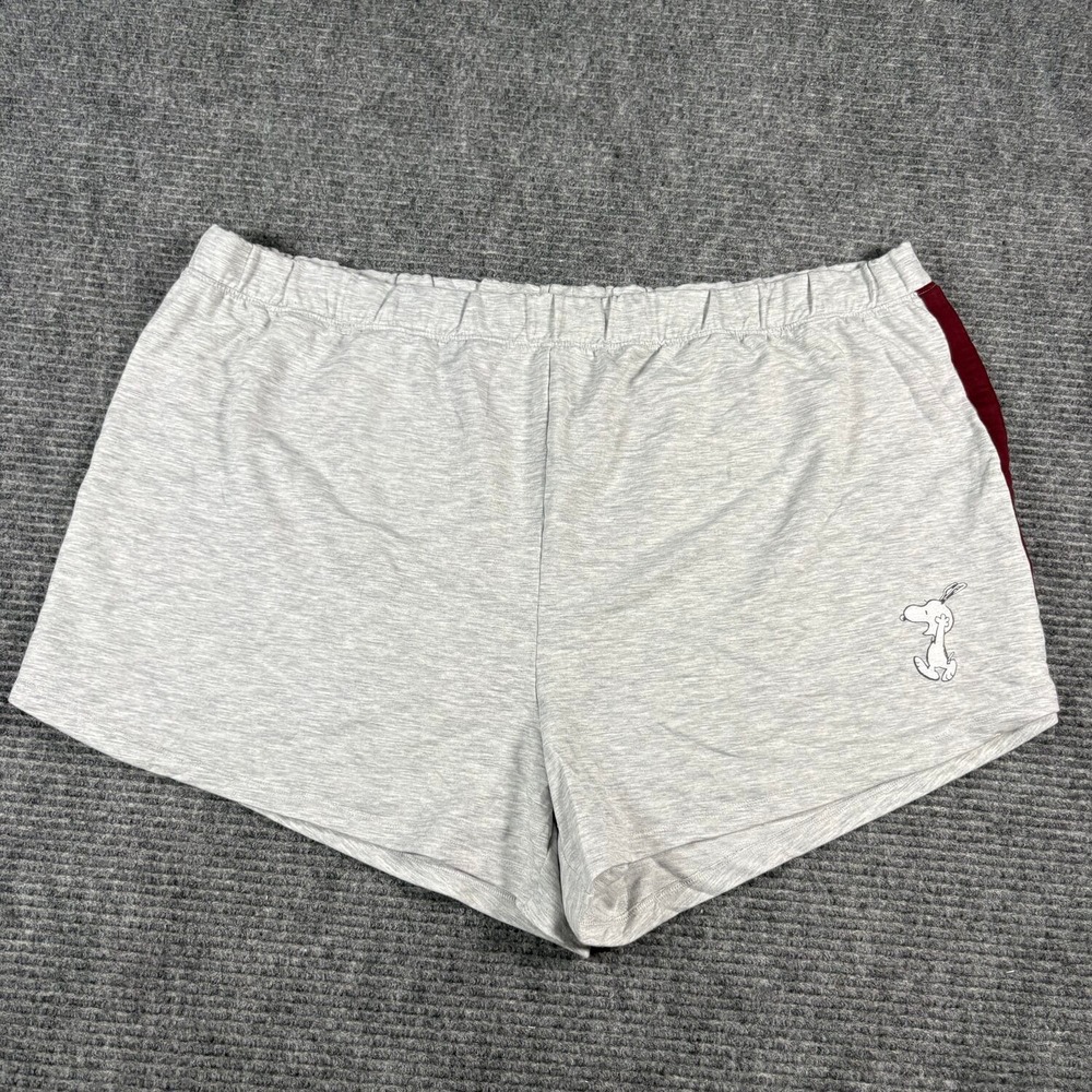 American Eagle Pajama Shorts Womens XXL Gray Excellent Snoopy AE Lounge Stripe